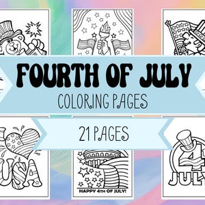 4th of July Coloring Page - USA Coloring Page - Patriotic, Fourth of July Celebration, American Flag Coloring Pages for Kids - Printable PDF