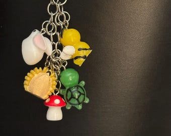 Woodland Animals Bag Charm - Cute Forest Animals - 3D Resin Charms on Clip on Chain for Purse Charm