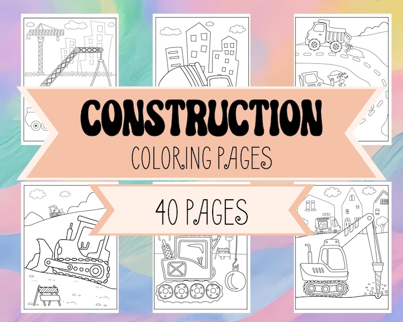 40 Construction Trucks Coloring Book Pages - Dump Trucks, Digging Trucks, Cement Trucks, Cranes - Heavy Equipment - Boys Coloring Pages image 1