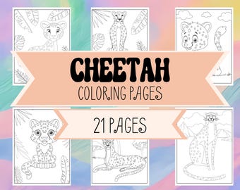 Cheetah Cat Coloring Book Pages - Baby Cheetahs & Grown Cheetahs Printable - Cat Coloring Pages for Boys or Girls - Jungle Cats, Desert Cats