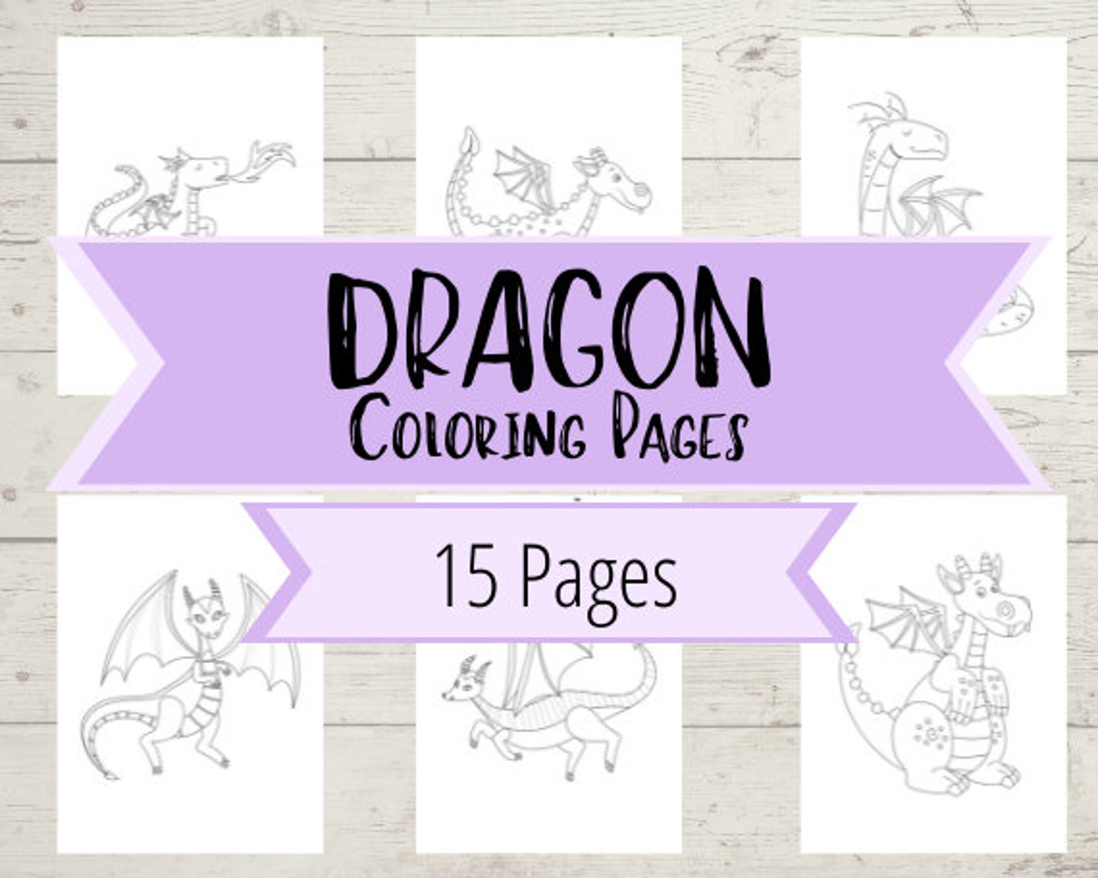 Dragon Coloring Book Pages Printable Coloring Pages for - Etsy