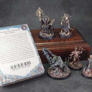 Banda di guerrieri degli Spaccatoppi di Zondara, Warhammer Underworlds Deathgorge, Warhammer Age of Sigmar, miniature dipinte, miniature con carte