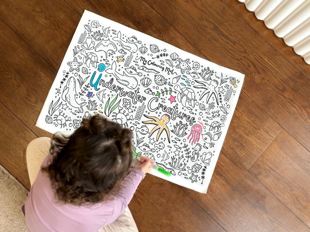 Washable & Reusable Colouring Mat for Kids in Pure Cotton - Etsy