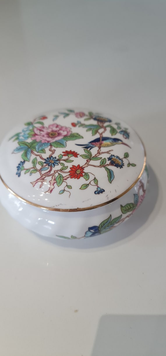 Cottagecor Aynsley Pembroke Trinket Bowl Powder Dish + Lid - Fine English Bone China