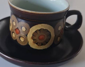 5 x Denby arabesque cups and saucers