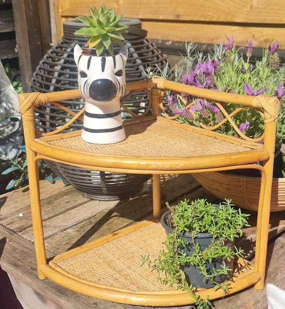 Vintage Eckregal aus Bambus - Etsy.de