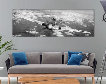 P-51 Mustang Fighter Plane Canvas Print: Vintage Aviation Poster