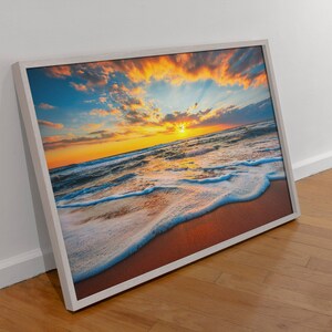 Sea View Landscape Canvas Wall Art, Sunset Poster Print, Beach Landscape Wall Decor Print.