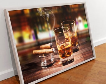 Whiskey and Cigars Canvas Art: Man Cave Decor