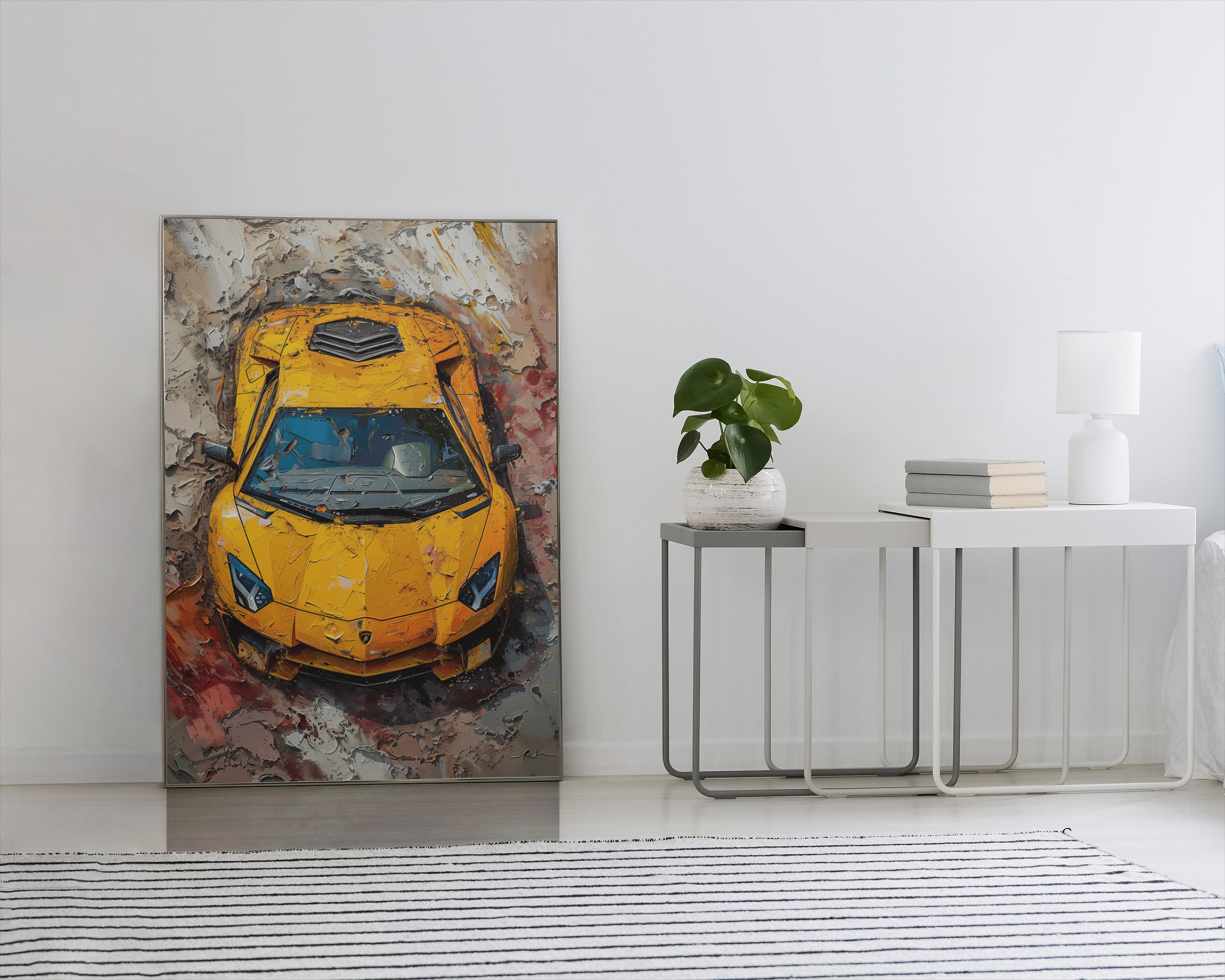 Yellow Lamborghini Aventador Canvas Art: Sport Car Poster Print - Etsy