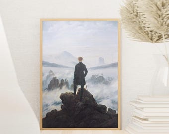 Wanderer Above the Sea of Fog Canvas Print: Caspar David Friedrich European Landscape Art