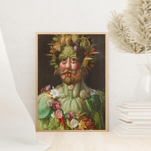 Vertumnus Canvas Gallery Wrapped by Giuseppe Arcimboldo Wrapped Canvas Decor, Famous Artwork Reproduction Poster Print, Italian Painter Art
