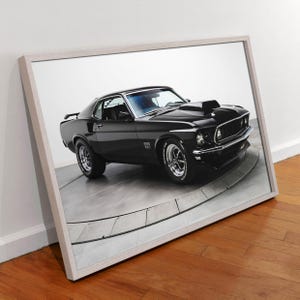 Classic Sport Car Ford Mustang Boss 429 Canvas Wall Art, Best of All Time American Muscle Car Poster Print, Mustang Stick&Peel Wall Decor.