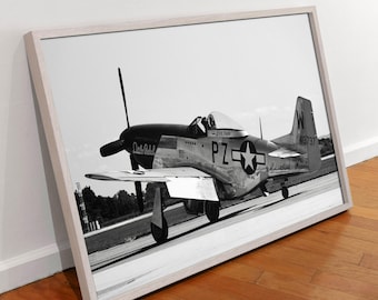 P-51 Mustang Fighter Plane Art Print: Vintage Aviation Poster