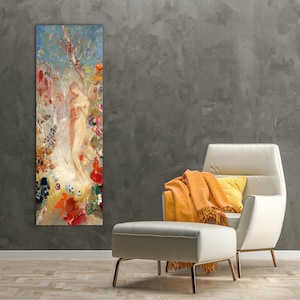 Odilon Redon - Pandora (1914) Canvas Wall Art, Vintage Painting Poster Print,  First Woman Greek Mythology Wall Art Gift, Famous Painter Art