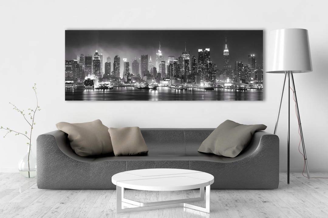 New York Skyline Canvas Print: Black and White Cityscape Wall Art - Etsy