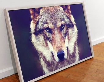 Toile d'art murale loup alpha mâle : décoration d'intérieur moderne