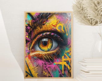 Abstract Graffiti Eye Art Print: Modern Pop Art Wall Decor