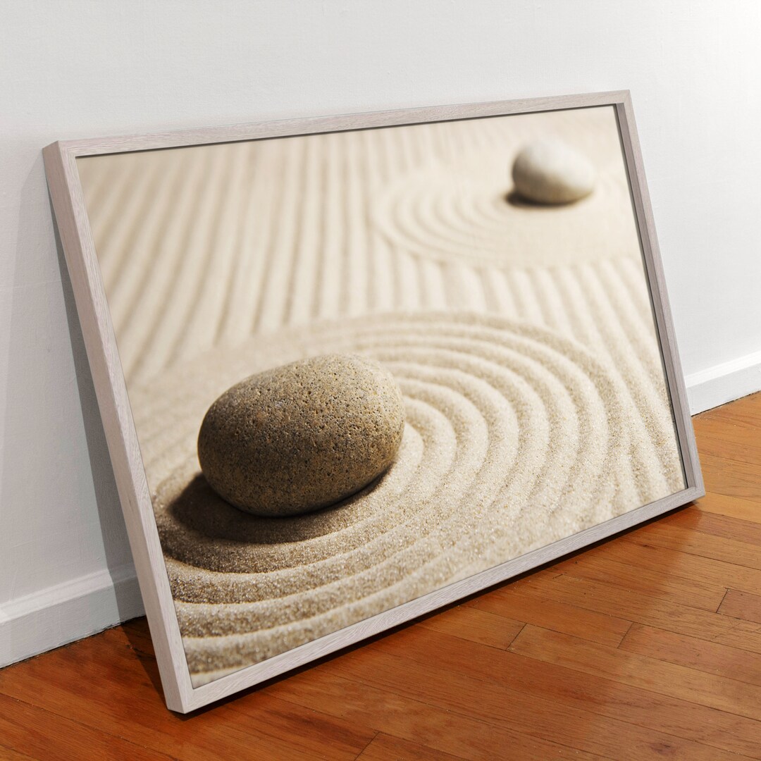Mini Zen Garden Wall Art, Zen Sand Canvas Decor, Zen Stone Yoga Poster ...