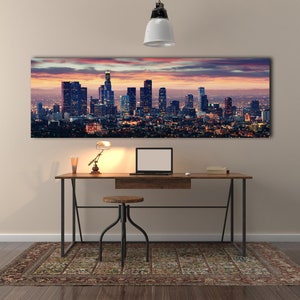 Los Angeles California Skyline Canvas Wall Art, Los Angeles Poster, California Skyline Wall Art.