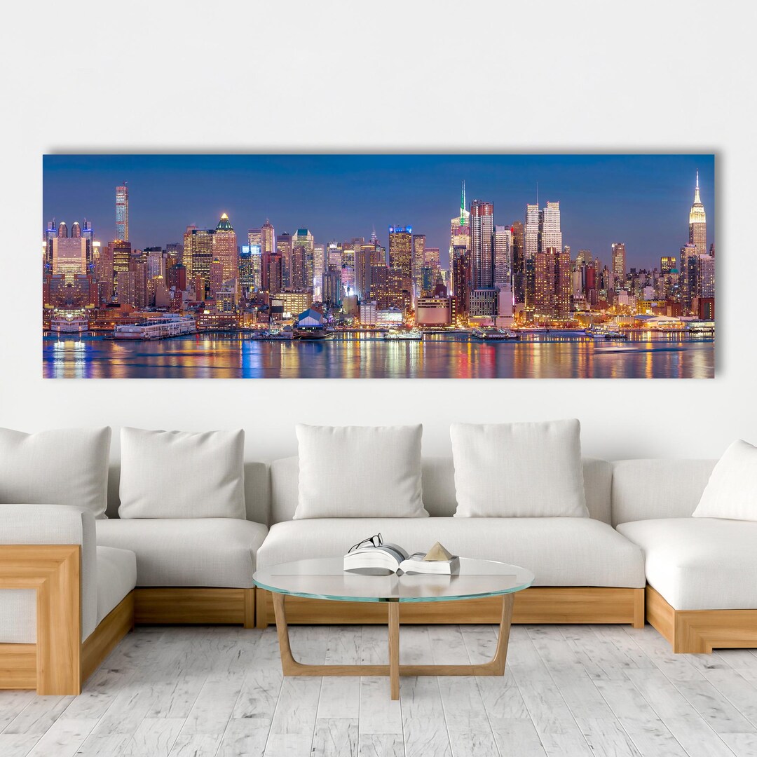 New York City Skyline Canvas Wall Art: Panoramic Cityscape Print - Etsy