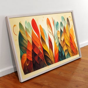 Arte de pared floral de otoño, arte floral abstracto en lienzo, impresión de póster abstracto de otoño, impresión decorativa de decoración de pared abstracta colorida.