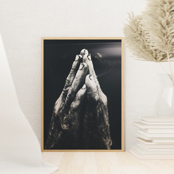 Praying Hands Art Print: Religious Canvas, Poster, or Sticker