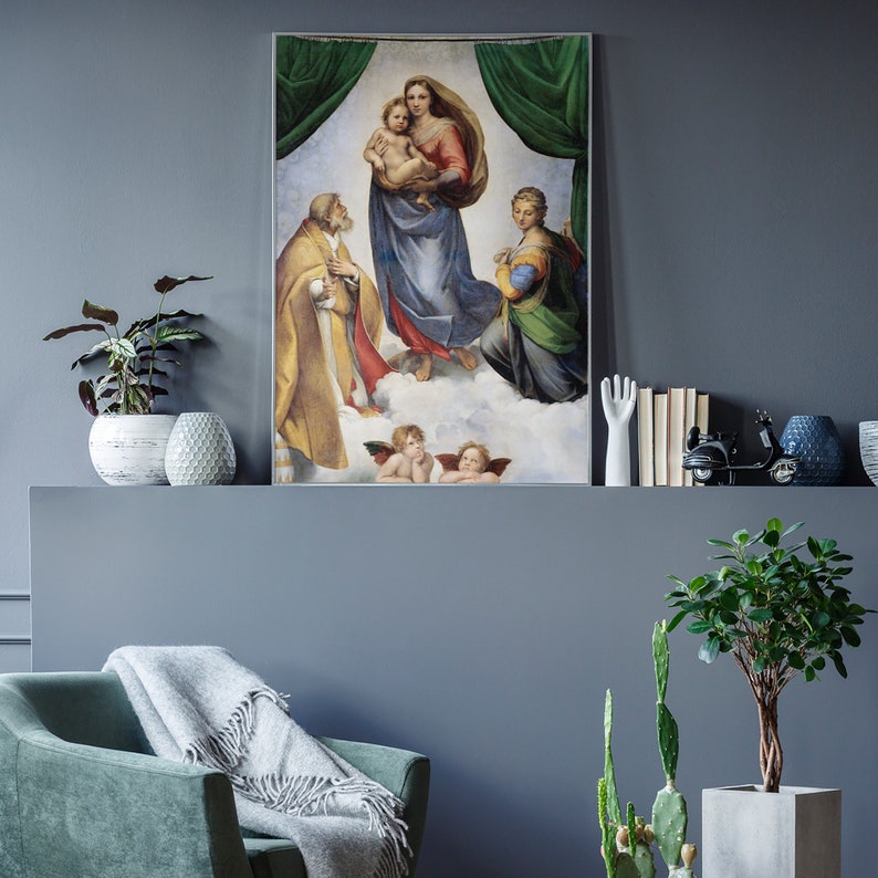 Sistine Madonna Print: Raphael Renaissance Painting, Classic Wall Art ...