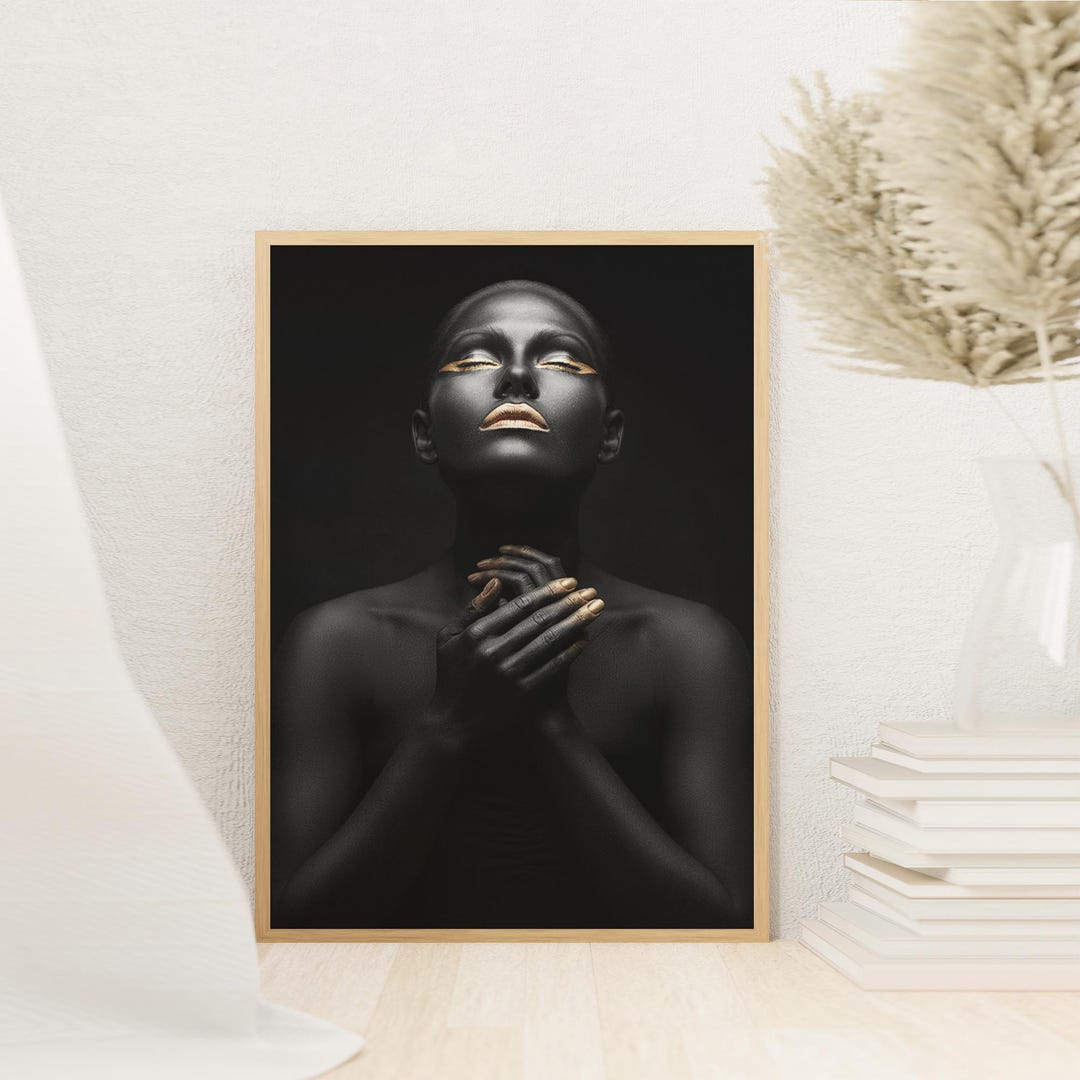 Black and Gold Woman Portrait Art Print: African American Canvas Wall ...