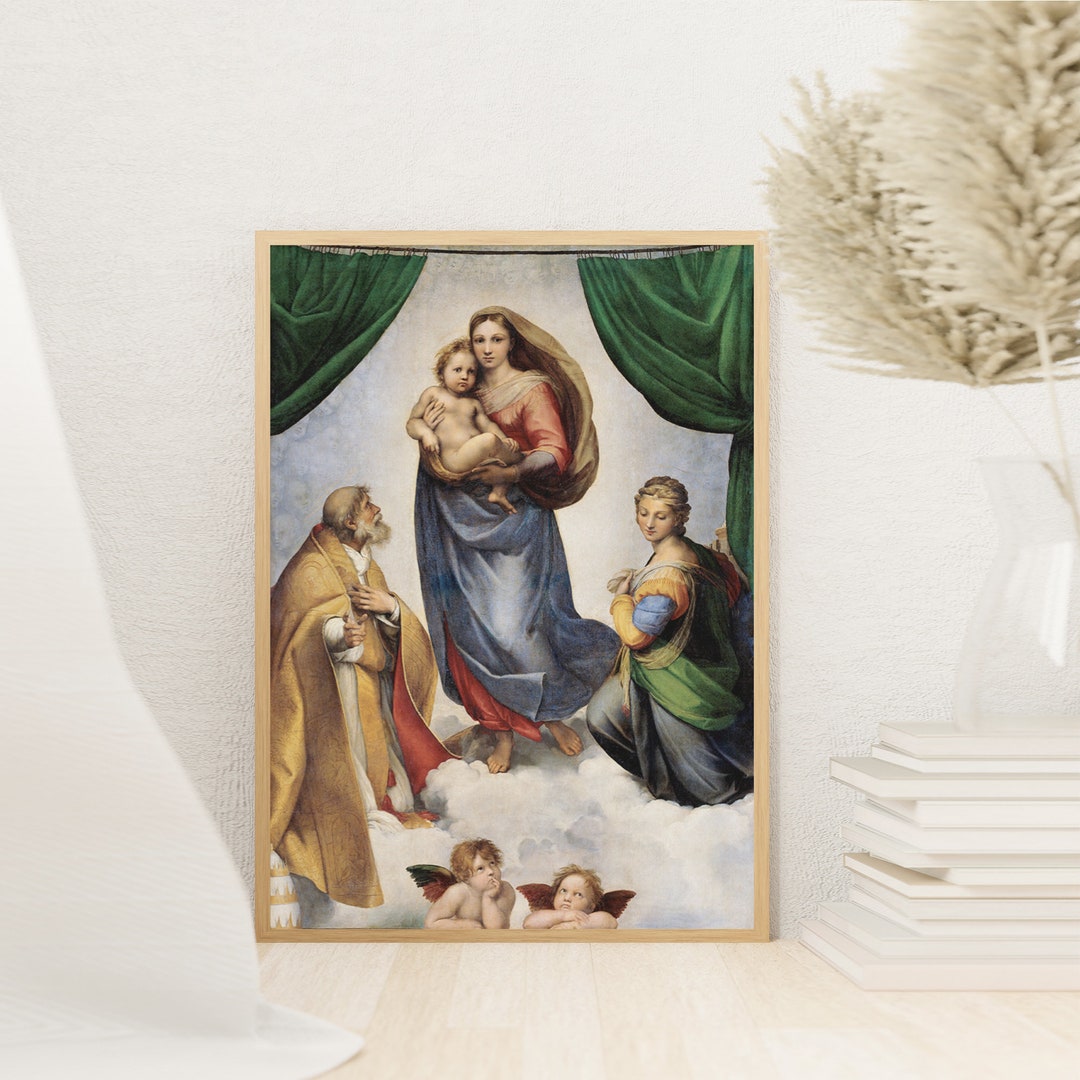Sistine Madonna Print: Raphael Renaissance Painting, Classic Wall Art ...