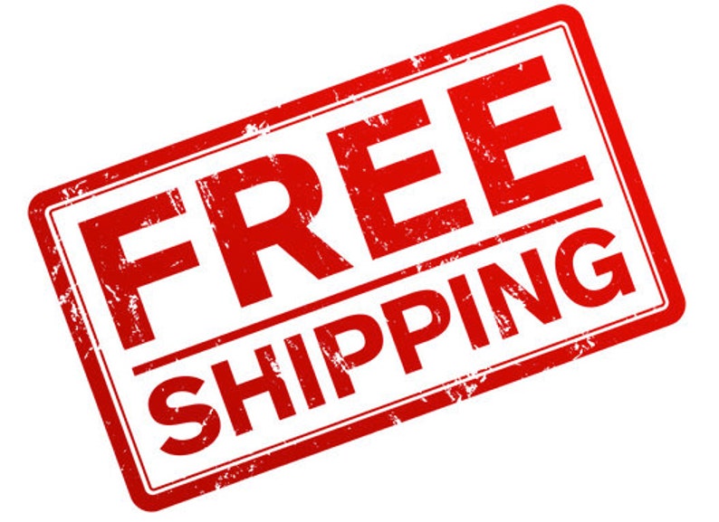 May include: Red rubber stamp with the text "FREE SHIPPING" in white letters.