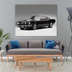 The Ford Classic Mustang Canvas Print, Mustang Shelby 1965 Canvas Wall Art, Classic Sport Car Wall Decor