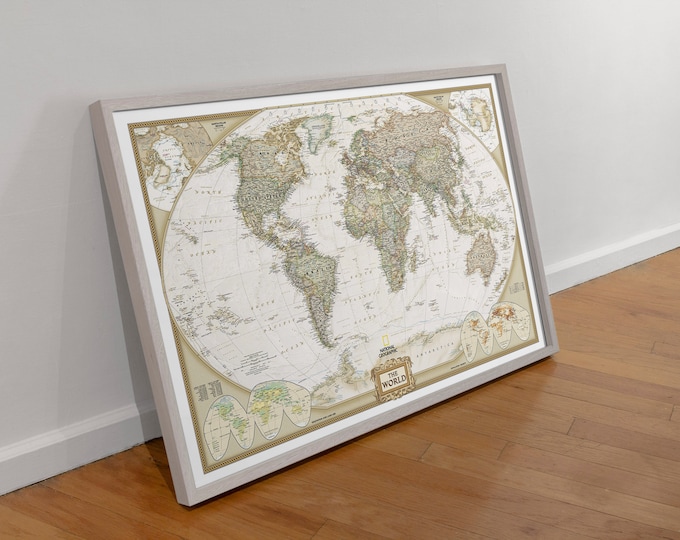 Large World Map Art Print: Vintage Style Home Decor - Etsy Canada