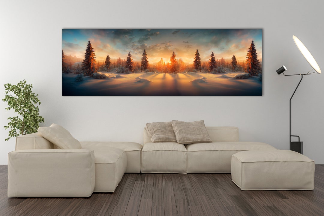 Winter Pine Forest Sunset Wall Art: Snowy Landscape Poster - Etsy