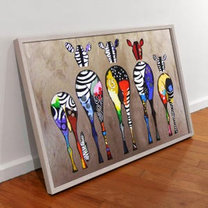 Colorful Painted Zebra Canvas Wall Art, Colorful Animal Poster Print, BANKSY Zebra Art, Animals Prints, Zebra Abstract Canvas.