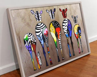 Colorful Zebra Canvas Art Print: Abstract Animal Wall Decor