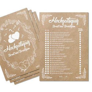 colortouch 50 Karte Hochzeitsquiz, Kraft-Optik Hochzeitsdeko, Hochzeitsspiel für Gäste zum Kennenlernen, Hochzeitsgeschenk Braut & Bräutigam