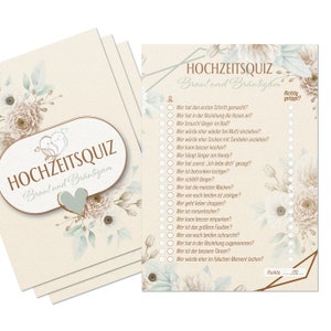 colortouch Hochzeitsquiz 50 Karte, Hochzeitsspiel für Gäste zum Kennenlernen, Hochzeitsbingo 20 witzige Fragen zum Brautpaar für Lacher