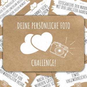 colortouch Hochzeitsspiel mit 70 Fotoaufgaben, Aufgaben für Hochzeitsfotos, Fotospiel für Gäste Hochzeit, Vintage Kraft-Optik Fotobox