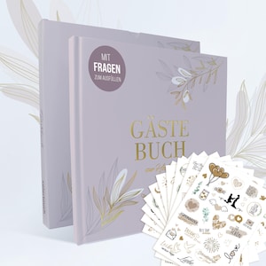 colortouch Gästebuch Hochzeit mit Fragen 104 Seiten zum Ausfüllen, 325 Motive Aufkleber Hochzeit, Hochzeitsbuch für schöne Erinnerungen