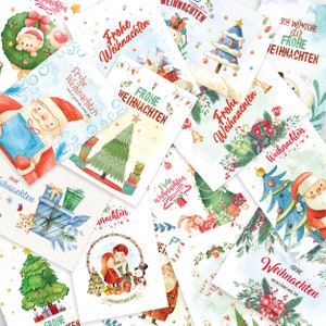 Weihnachten Postkarten Set mit 15 verschiedenen Weihnachtskarten - Deutsch 14.8x10.5 cm - Weihnachtspostkarten - Weihnachtsmann