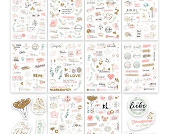 Colortouch Wedding Guest Book Stickers (325 Designs), Wedding Stickers for Photo Album, 10 Sheets of Wedding Stickers for Scrapbook Wedding - Pink