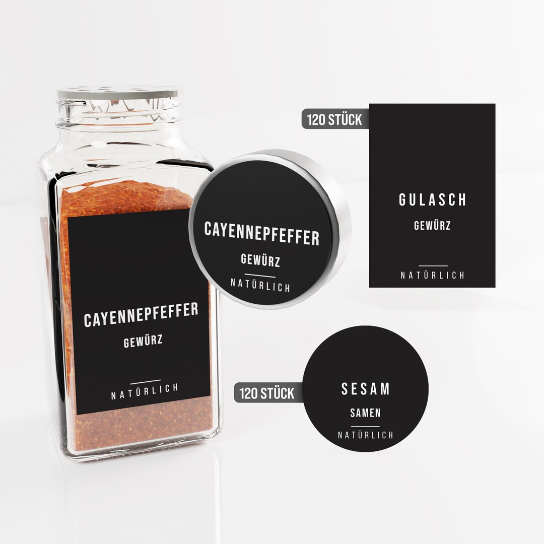 Colortouch Self-adhesive Spice Labels, 240 Spice Stickers, Spice Jar ...