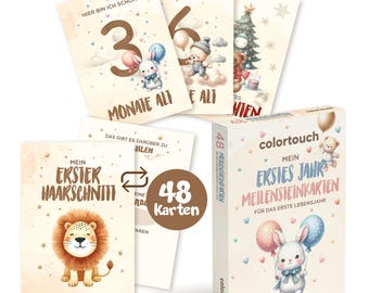 Colortouch Baby Milestone Card: 48 Monthly Cards with Writable Backs, Capture Milestone Memories, Designed by Educators