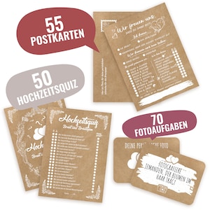 colortouch Hochzeitsspiel mit 70 Fotoaufgaben, 50 Hochzeitsquiz, 52 Postkarten mit Fragen, Kraft-Optik Fotoaufgaben für Hochzeitsfotos