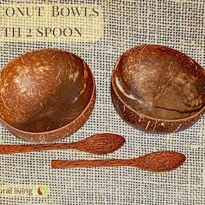 Ensemble de bols en noix de coco – Bols en coque de noix de coco naturelle – Bols à smoothie – Cuisine écologique – Vaisselle durable – Cadeau végan
