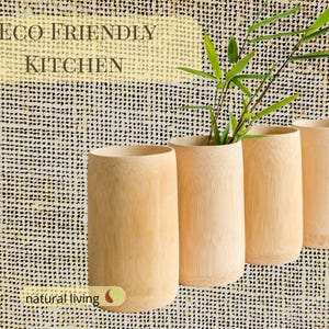Bamboo Cup Set  – Natural Drinking Cups – Eco Friendly Kitchen – Sustainable Tableware – Outdoor & Picnic Cups