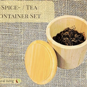 Bamboo Storage container with Lid – Spice Container Set – Natural Kitchen Storage – Eco Friendly Organizer – Tea Coffee Spice Box