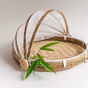 Bamboo tray with insect protection cover