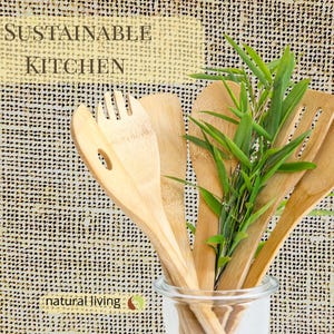 Bamboo Cooking Utensil Set – 6 pcs Wooden Kitchen Tools – Eco Friendly Cooking – Sustainable Kitchen – Non Scratch Cookware Safe